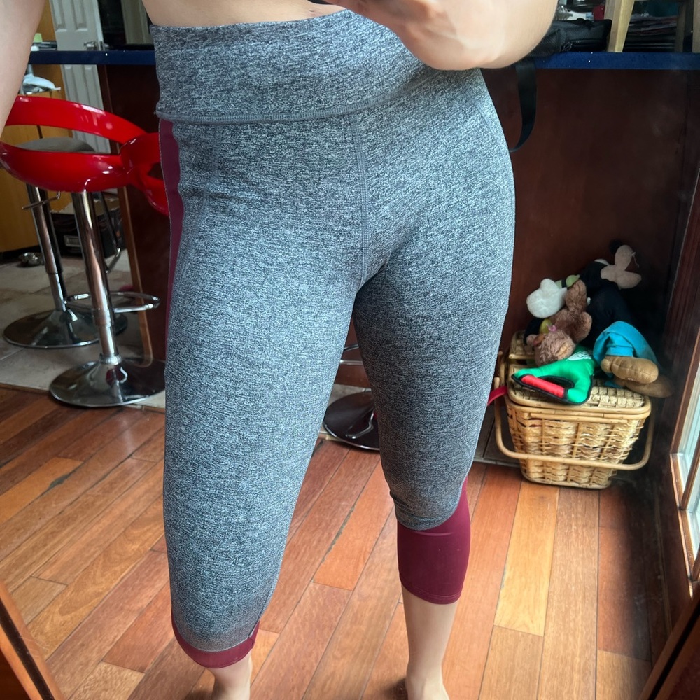 Forever 21 leggings, high rise waist, small, Grey and wine color.